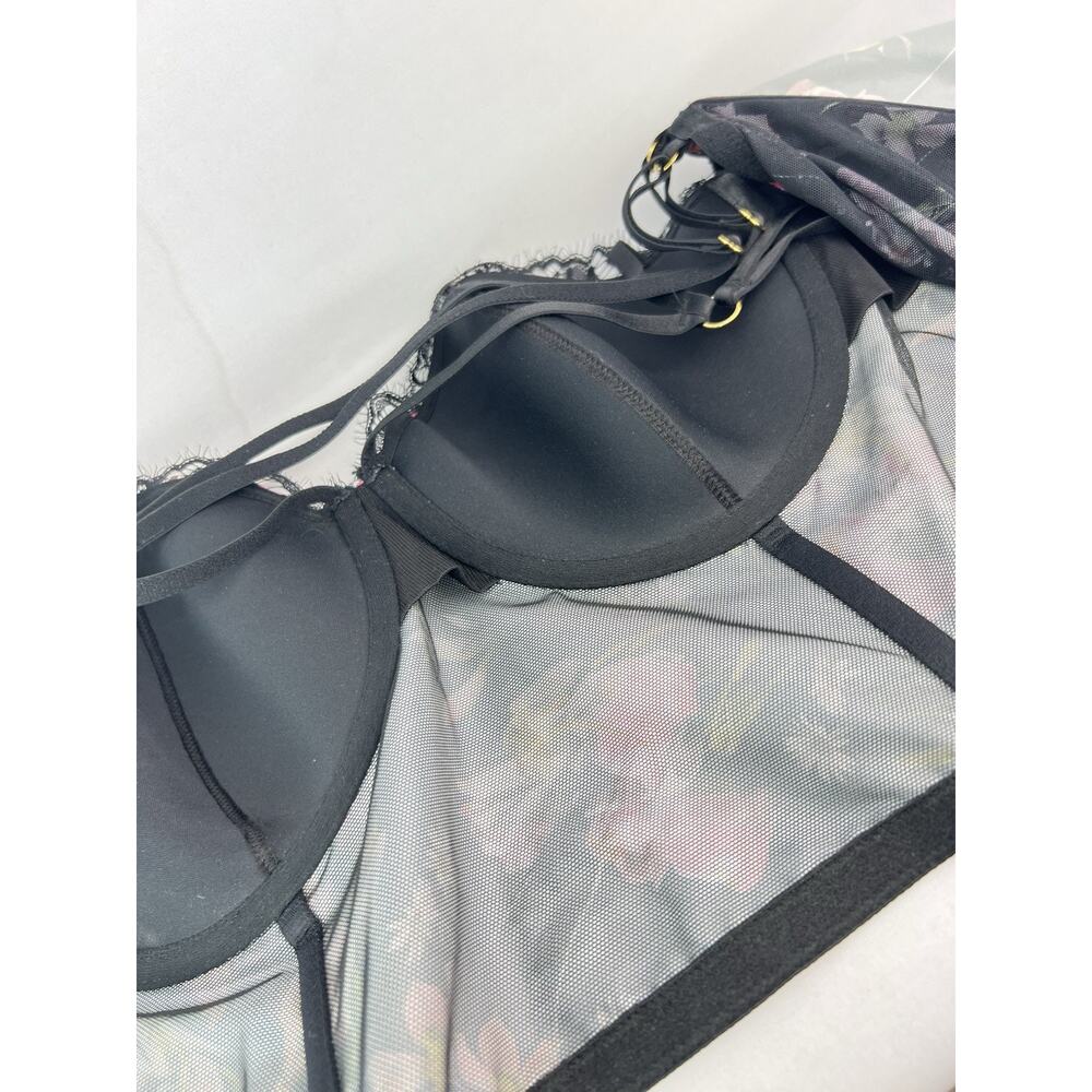 VS Very Sexy Floral Lace Satin Strappy Bustier Top 38D NWT Victorias Secret - Picture 4 of 8